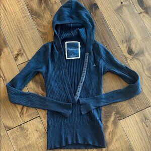 Y2K Ribbed Hooded Sweater